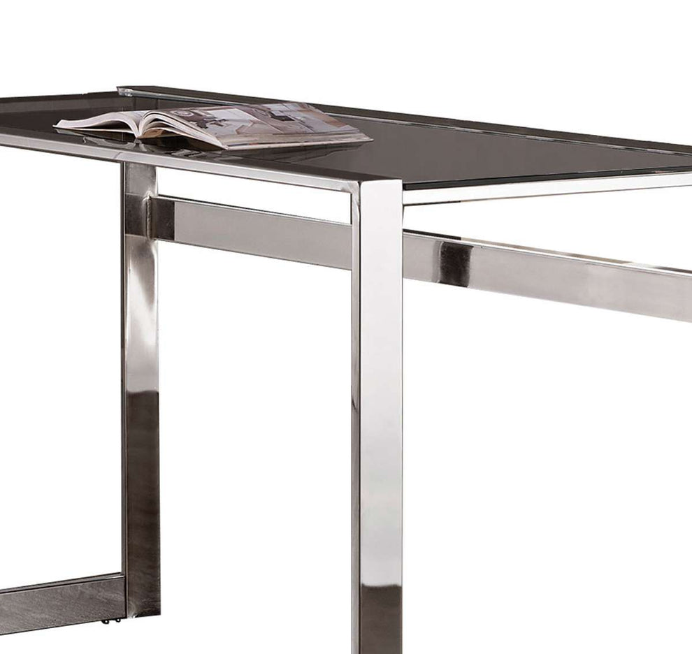 Elegantly Charmed Metal Writing Desk, Silver  By Benzara | Desks |  Modishstore  - 3