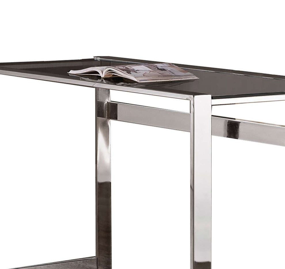 Elegantly Charmed Metal Writing Desk, Silver  By Benzara | Desks |  Modishstore  - 5