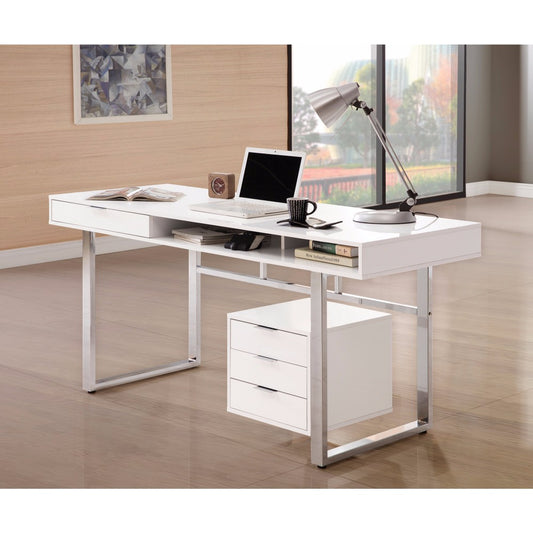 Contemporary Style Wooden Writing Desk, White By Benzara | Desks |  Modishstore 