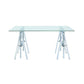 Adjustable Writing Desk With Sawhorse Legs, Clear And Silver  By Benzara | Desks |  Modishstore 