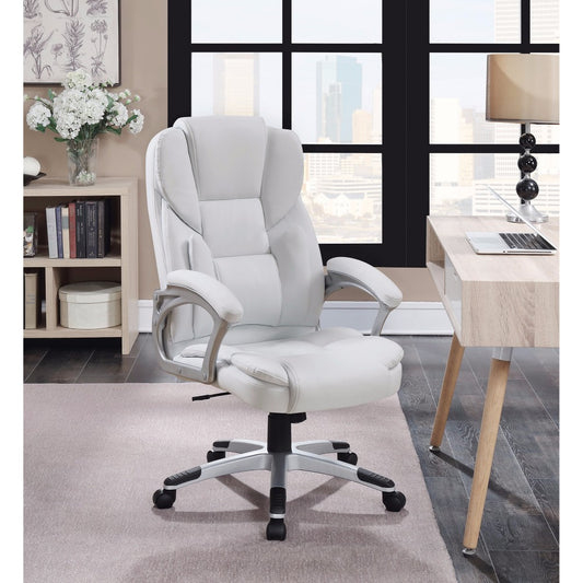 Leather, Contemporary Executive High-Back Chair, White  By Benzara | Office Chairs |  Modishstore 