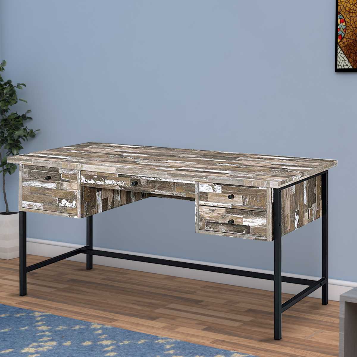 Rustic Style Wooden Writing Desk With Drawers  By Benzara | Desks |  Modishstore 