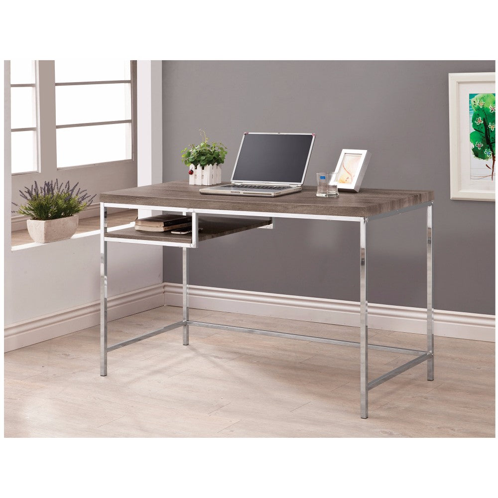 Sleek And Elegant Writing Desk With Shelf, Gray  By Benzara | Desks |  Modishstore 