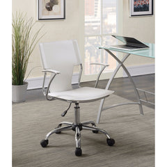 Contemporary Styled Mid-Back Office Chair, White/Chrome By Benzara