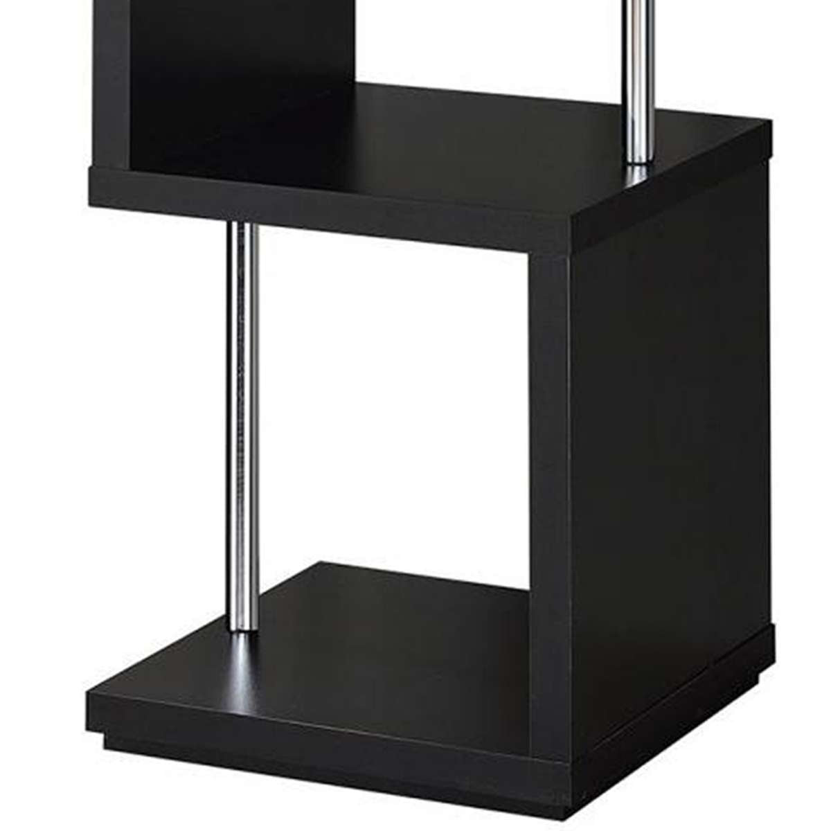 Well-Made Four Tier Wood And Metal  Bookcase, Black  By Benzara | Bookcases |  Modishstore  - 3