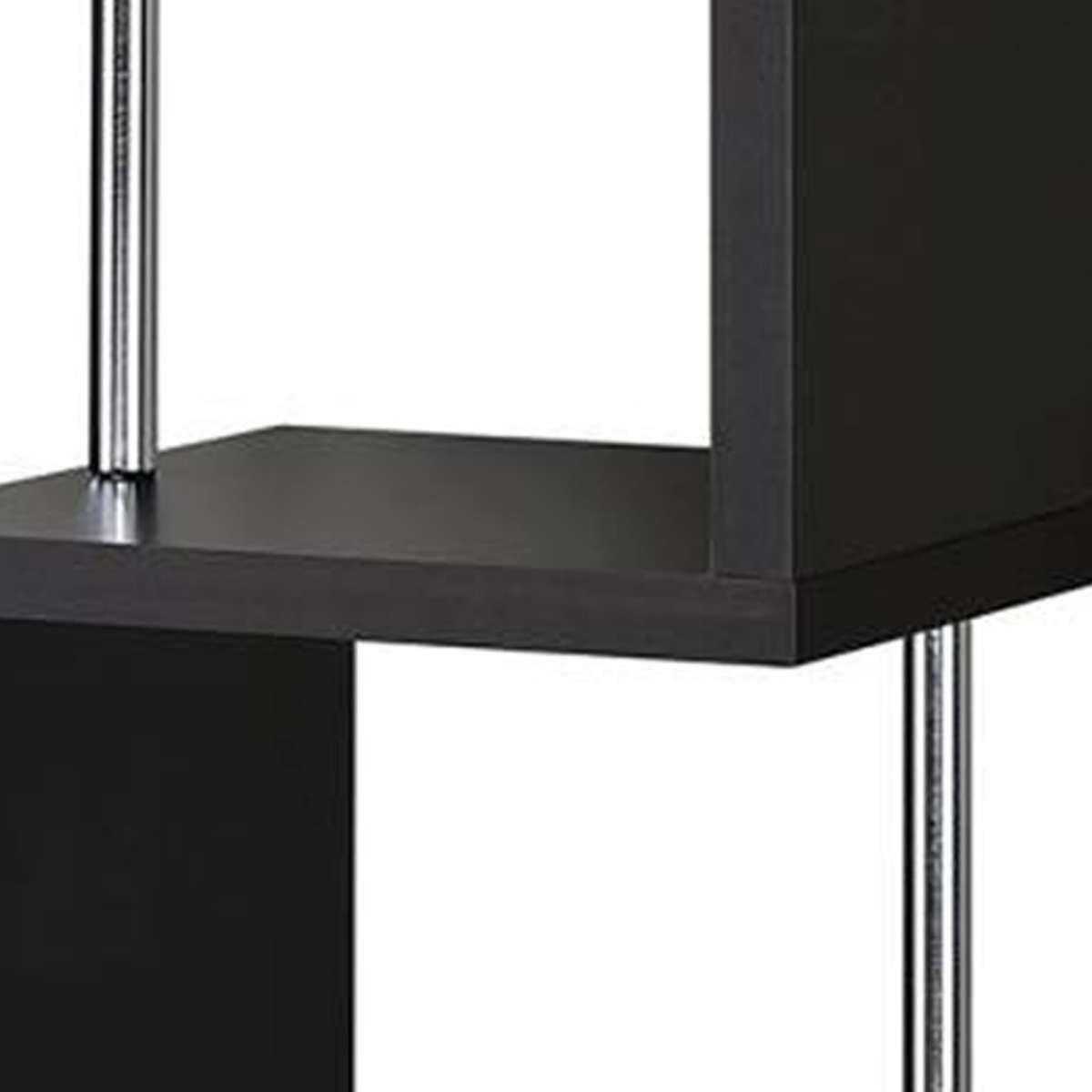 Well-Made Four Tier Wood And Metal  Bookcase, Black  By Benzara | Bookcases |  Modishstore  - 4