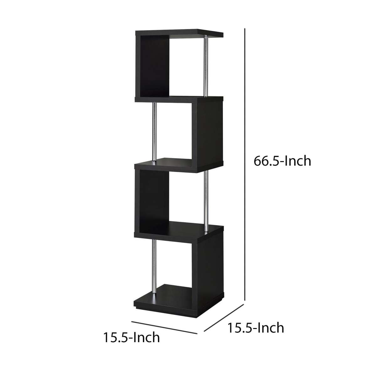 Well-Made Four Tier Wood And Metal  Bookcase, Black  By Benzara | Bookcases |  Modishstore  - 5