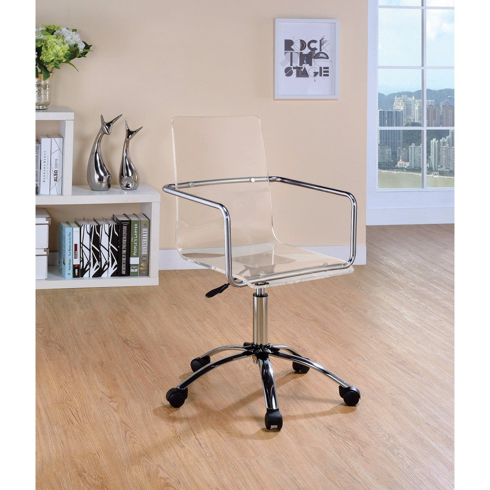 Modern Design Transparent Acrylic Adjustable Office Chair, Clear  By Benzara | Office Chairs |  Modishstore 