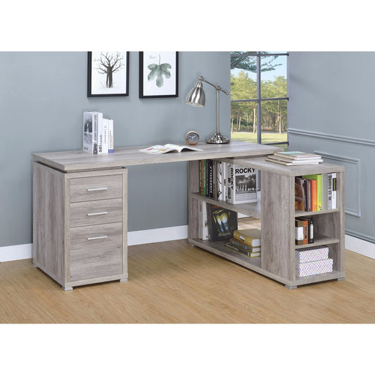 Contemporary Style L-Shaped Office Desk, Gray  By Benzara | Desks |  Modishstore 