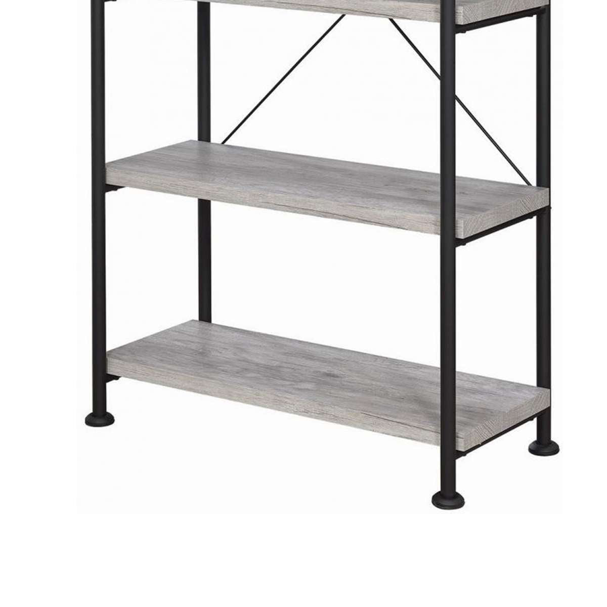 Sophisticated Wood And Metal Open Bookcase, Gray  By Benzara | Bookcases |  Modishstore  - 5