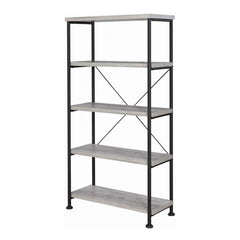Sophisticated Wood And Metal Open Bookcase, Gray  By Benzara