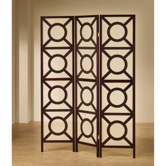 Modern Circle Patterned Wooden Folding Screen, Brown By Benzara | Room Divider |  Modishstore 