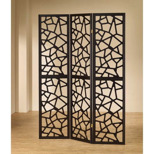 Intricate Mosaic Cutouts Folding Screen, Black By Benzara | Room Divider |  Modishstore 