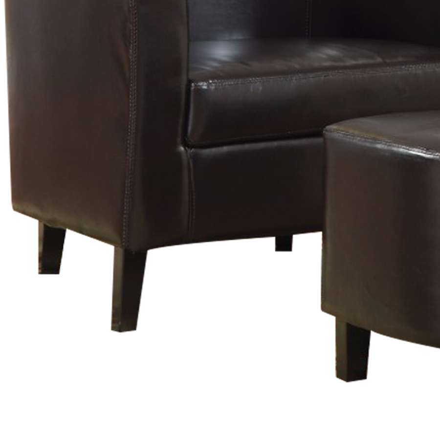 Well-Finished Accent Chair With Ottoman, Dark Brown  By Benzara | Lounge Chairs |  Modishstore  - 4