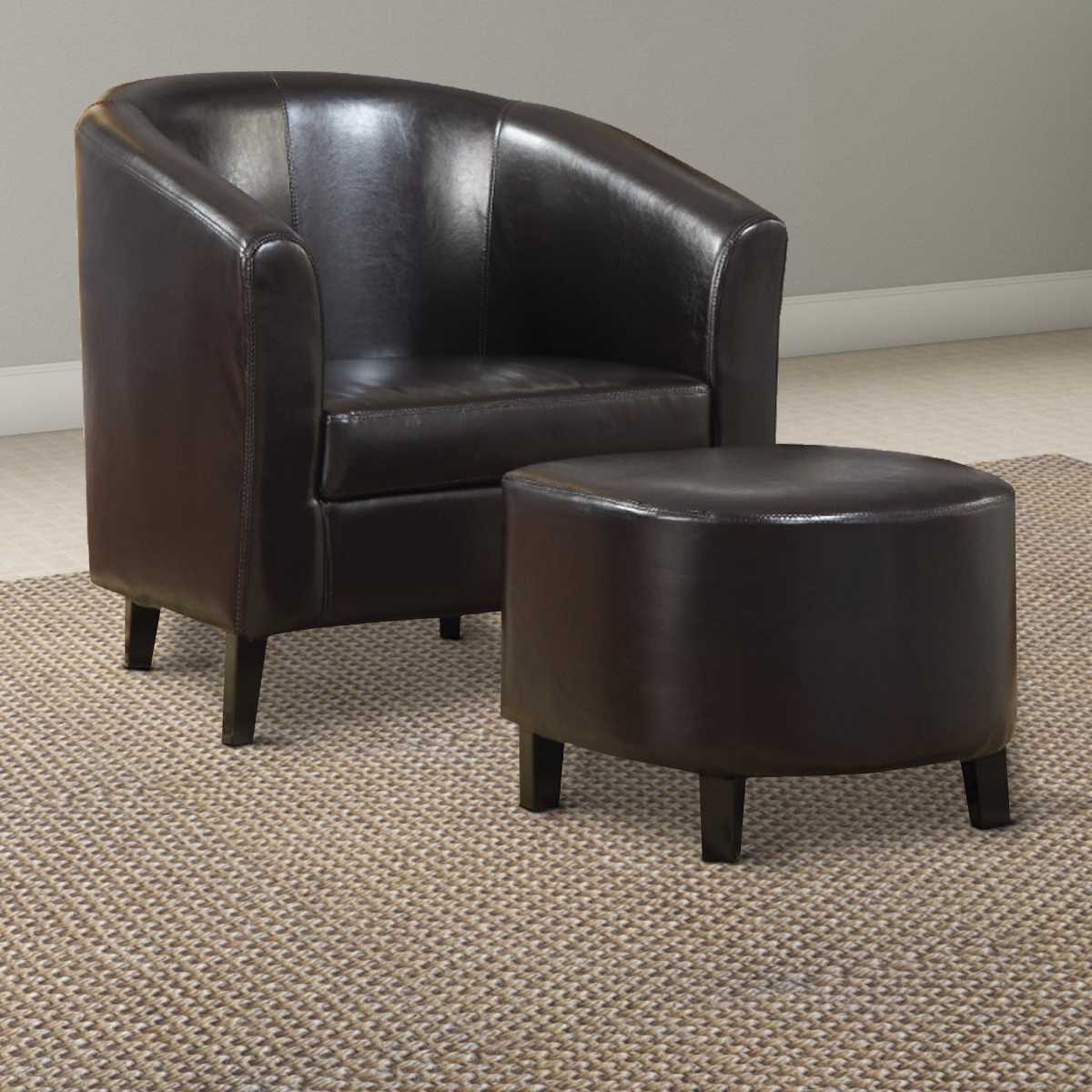 Well-Finished Accent Chair With Ottoman, Dark Brown  By Benzara | Lounge Chairs |  Modishstore  - 2