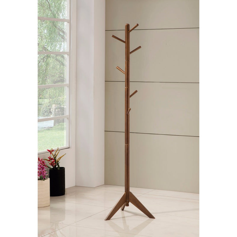 Sturdy Metal Coat Rack With Six Pegs, Brown By Benzara | Coat Racks | Modishstore