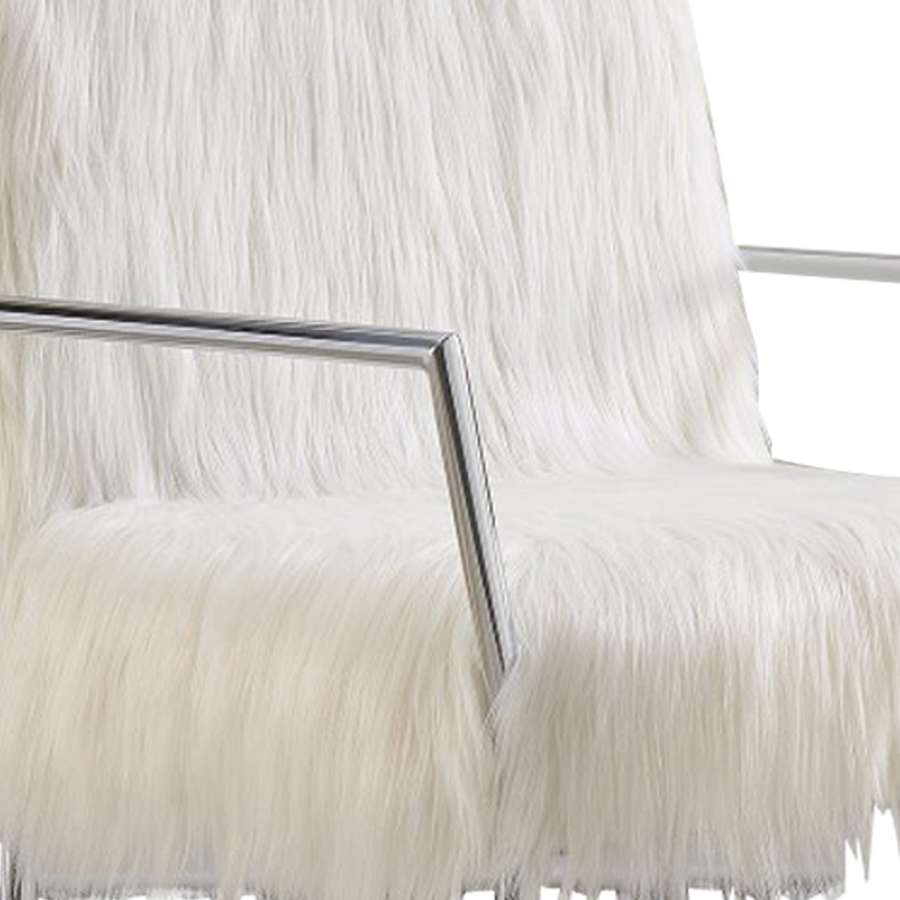 Elegantly Chic Accent Chair, White  By Benzara | Armchairs |  Modishstore  - 5