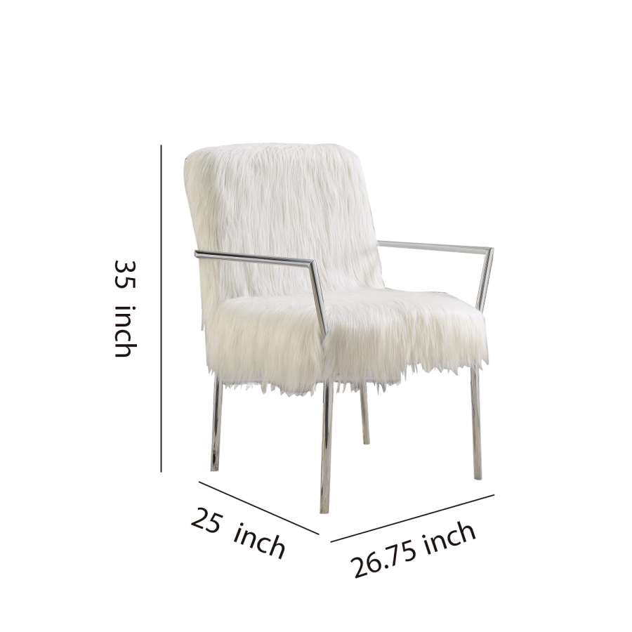 Elegantly Chic Accent Chair, White  By Benzara | Armchairs |  Modishstore  - 6