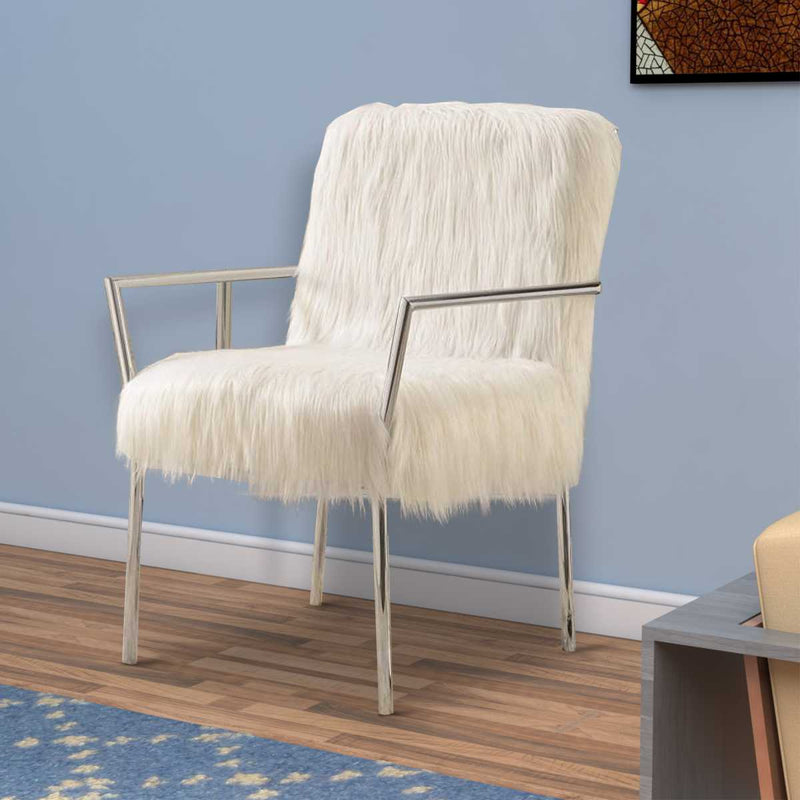 Elegantly Chic Accent Chair, White  By Benzara | Armchairs |  Modishstore 
