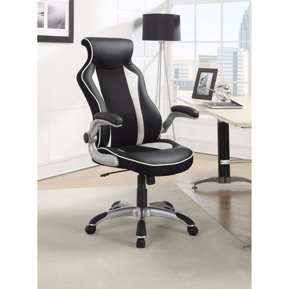 Fancy Executive High-Back Leather Chair, Black/White  By Benzara | Office Chairs |  Modishstore 