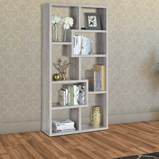 Modish Wooden Bookcase With Multiple Shelves, Gray  By Benzara | Bookcases |  Modishstore 