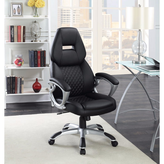 Leather, Sporty Executive High-Back Office Chair, Black  By Benzara | Office Chairs |  Modishstore 