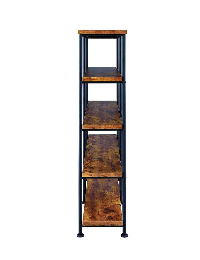 Industrial Style Wood And Metal Open Bookcase, Brown  By Benzara | Bookcases |  Modishstore  - 3