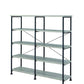 Contemporary Style Wood And Metal Open Bookcase, Gray  By Benzara | Bookcases |  Modishstore  - 3