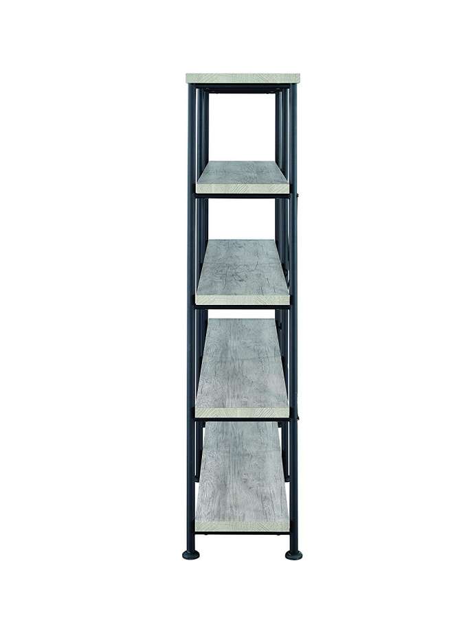 Contemporary Style Wood And Metal Open Bookcase, Gray  By Benzara | Bookcases |  Modishstore  - 5