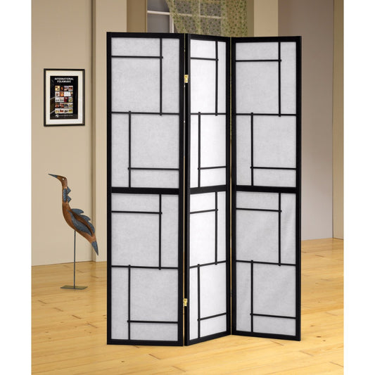 Stylish 3 Panel Wooden Folding Screen, Black  By Benzara | Room Divider |  Modishstore 