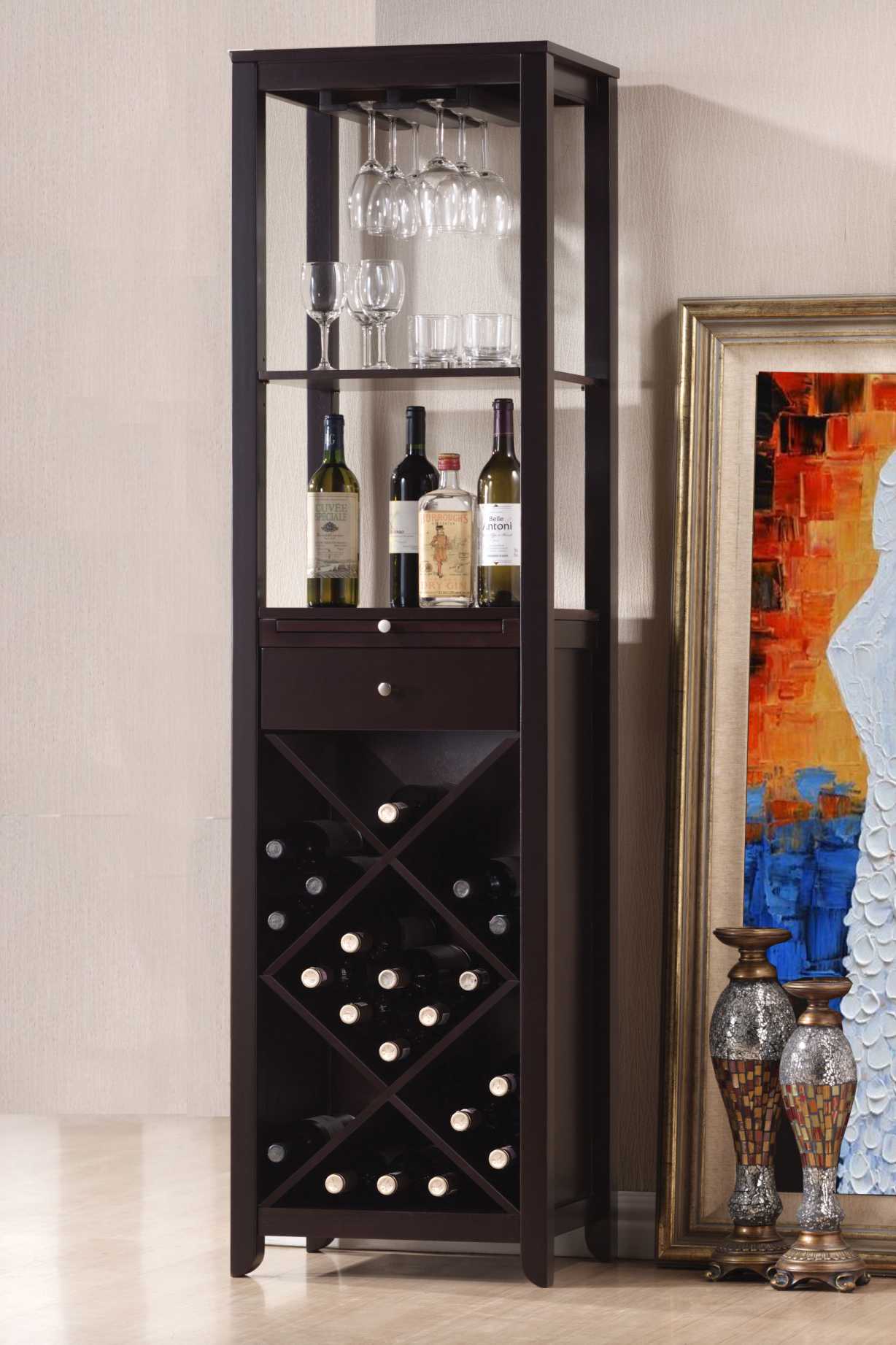Smart Looking Wine Cabinet, Espresso Brown  By Benzara | Cabinets |  Modishstore  - 2