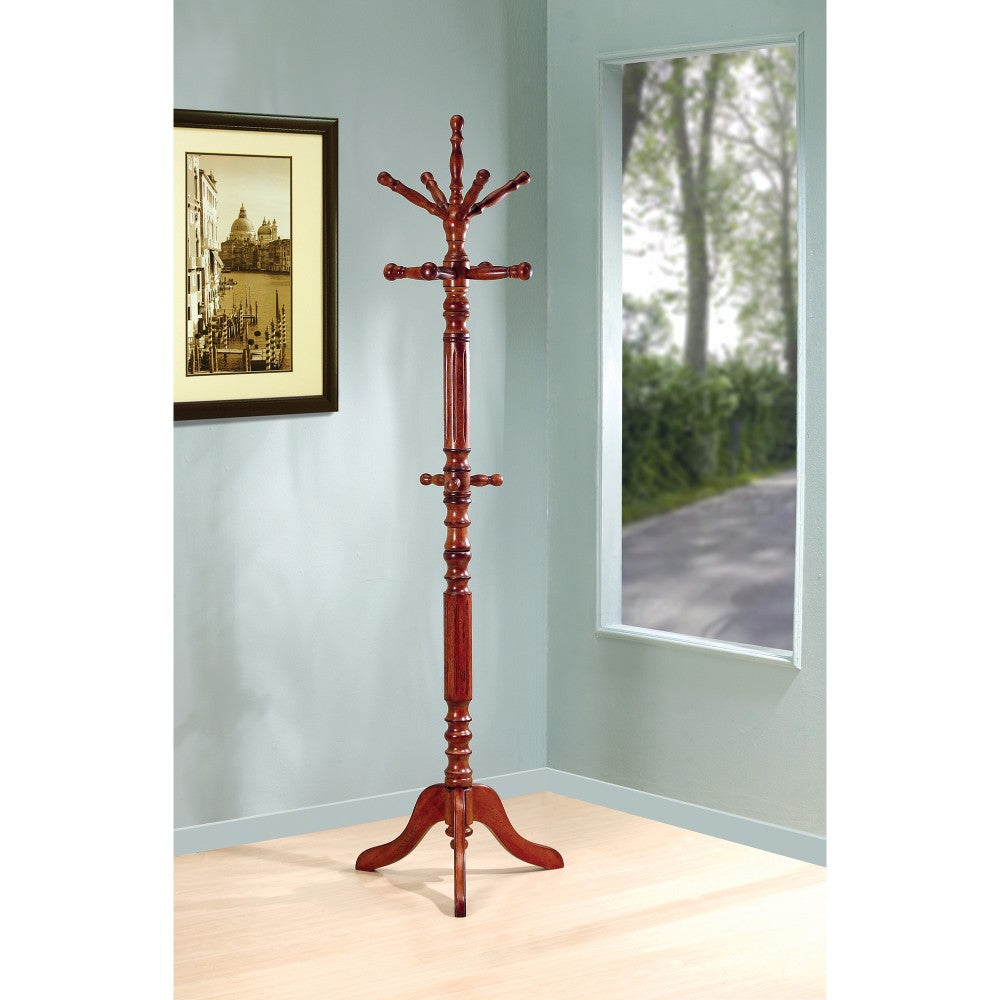 Traditional Wooden Coat Rack With Spining Top, Brown By Benzara | Coat Racks | Modishstore