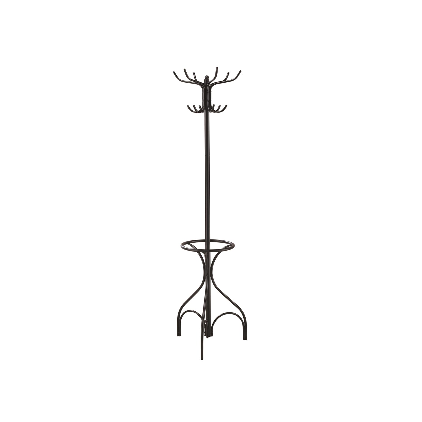 Metal Coat Rack With Umbrella Stand, Black By Benzara | Coat Racks | Modishstore - 2