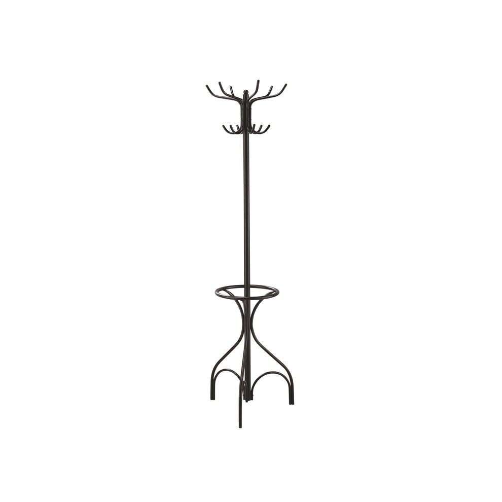 Metal Coat Rack With Umbrella Stand, Black By Benzara | Coat Racks | Modishstore - 2