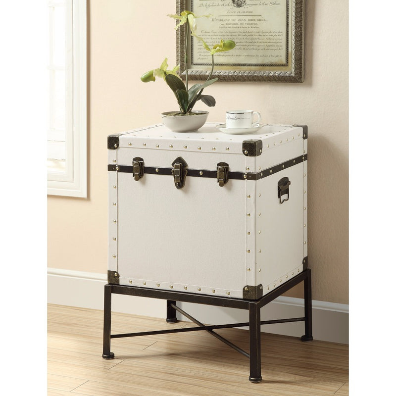 Trendy Trunk Style Accent Side Table, White  By Benzara | Side Tables |  Modishstore 