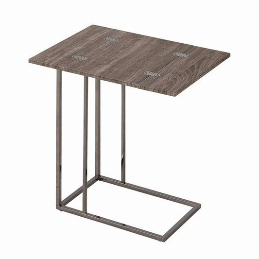 Stylish Wooden Snack Table With Metal Base, Gray  By Benzara | Coffee Tables |  Modishstore 