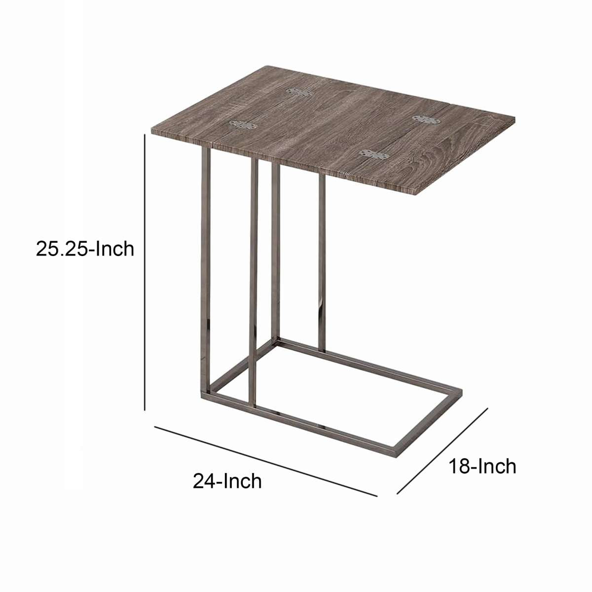 Stylish Wooden Snack Table With Metal Base, Gray  By Benzara | Coffee Tables |  Modishstore  - 6