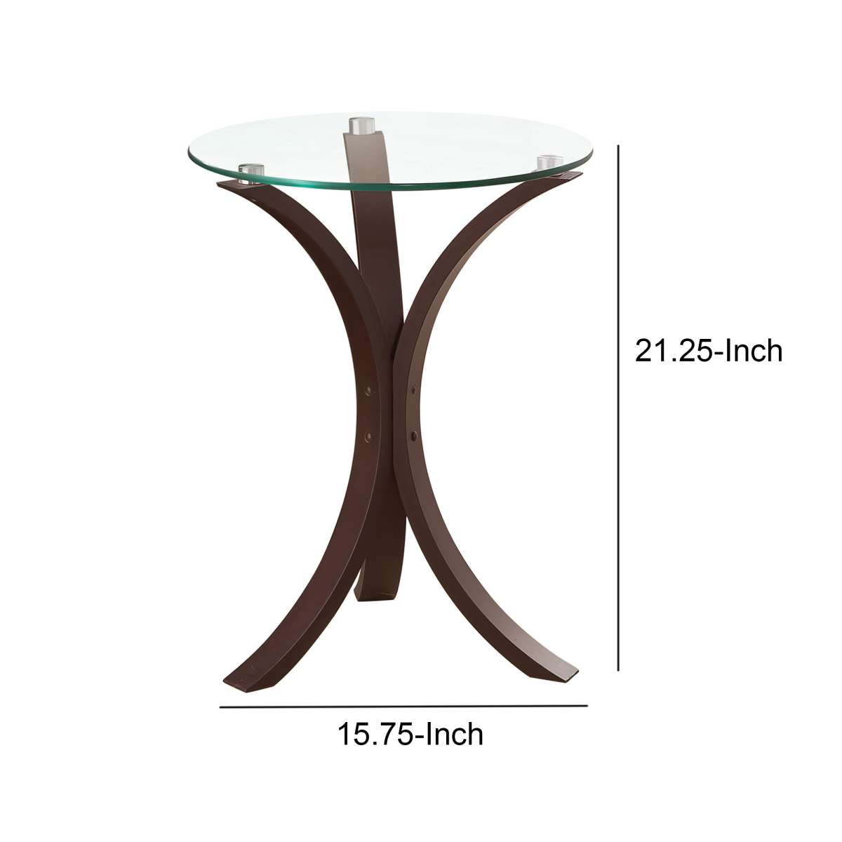 Contemporary Metal Accent Table With Glass Top, Brown And Clear  By Benzara | Coffee Tables |  Modishstore  - 6