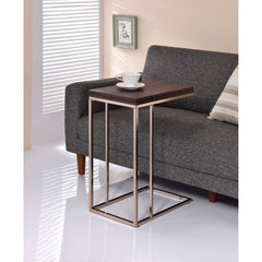 Classic Brown Wooden Top Snack Table With Chrome Legs  By Benzara
