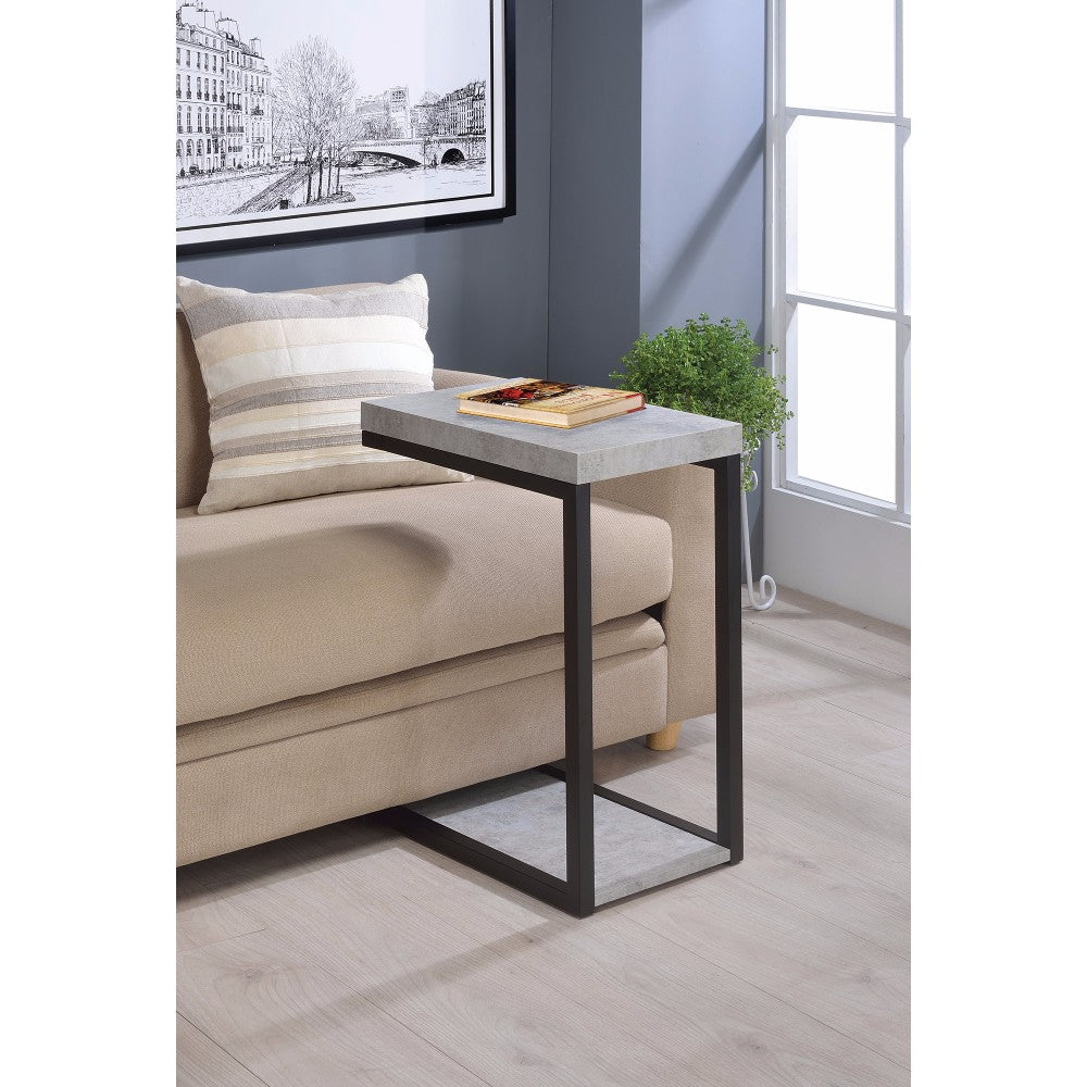 Industrial Faux Cement Designed Snack Table, Gray And Black  By Benzara | Coffee Tables |  Modishstore 