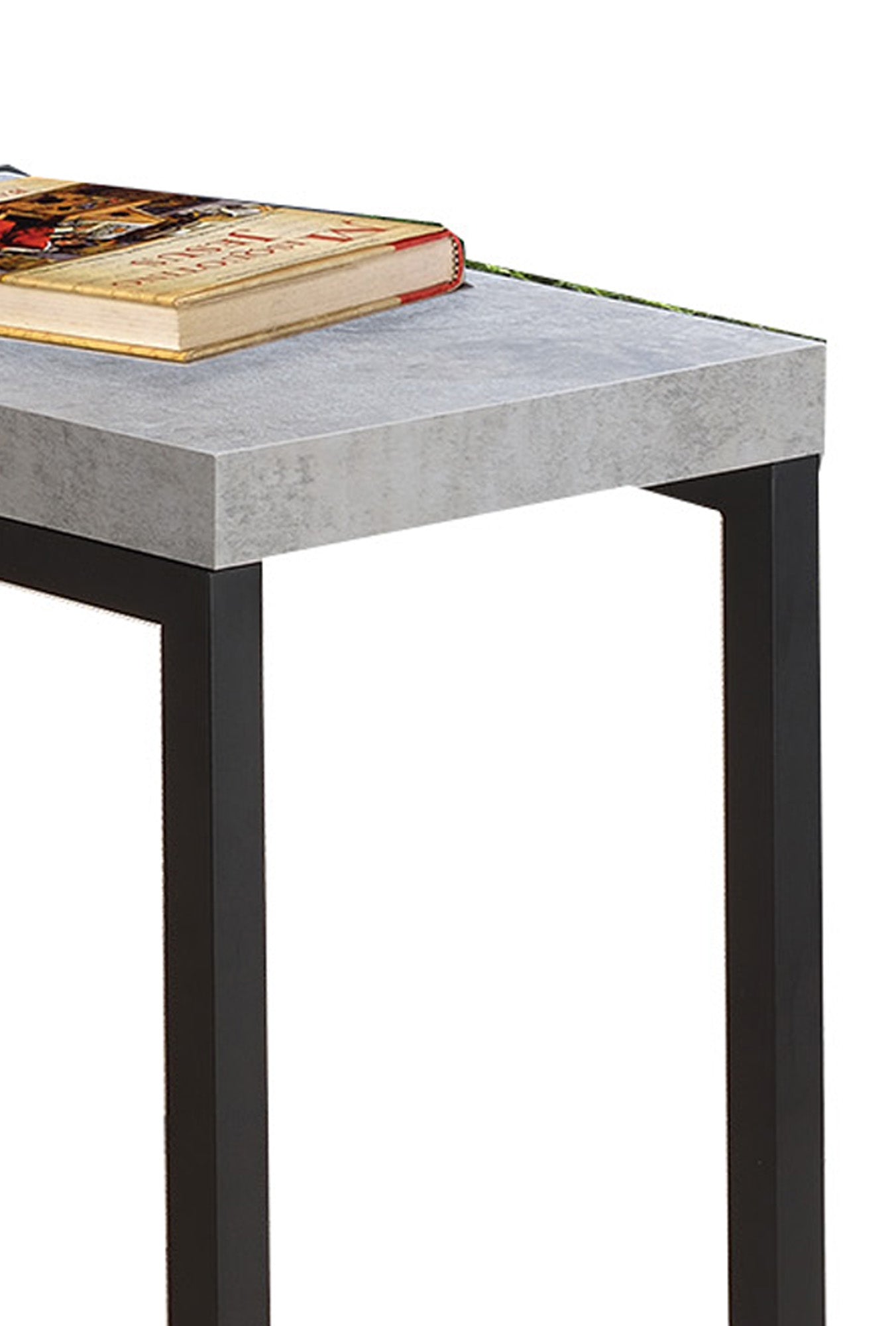 Industrial Faux Cement Designed Snack Table, Gray And Black  By Benzara | Coffee Tables |  Modishstore  - 5