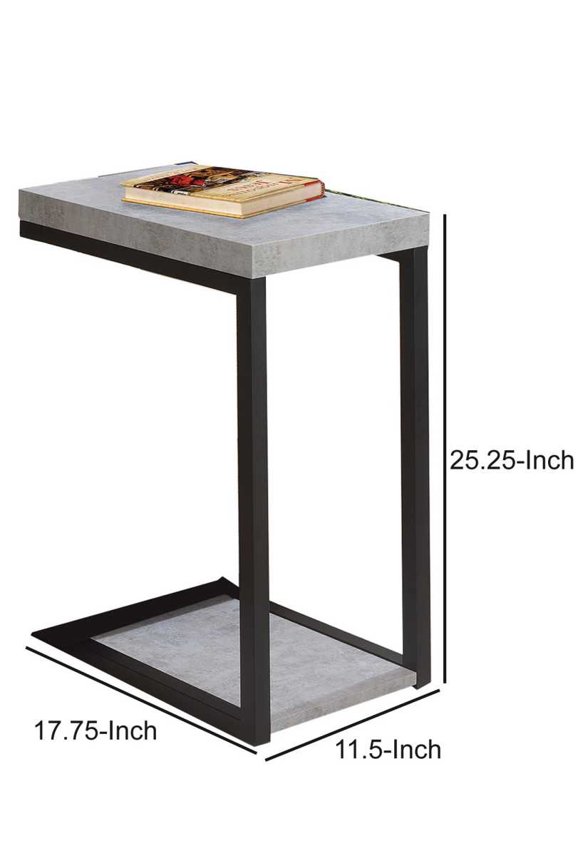 Industrial Faux Cement Designed Snack Table, Gray And Black  By Benzara | Coffee Tables |  Modishstore  - 2