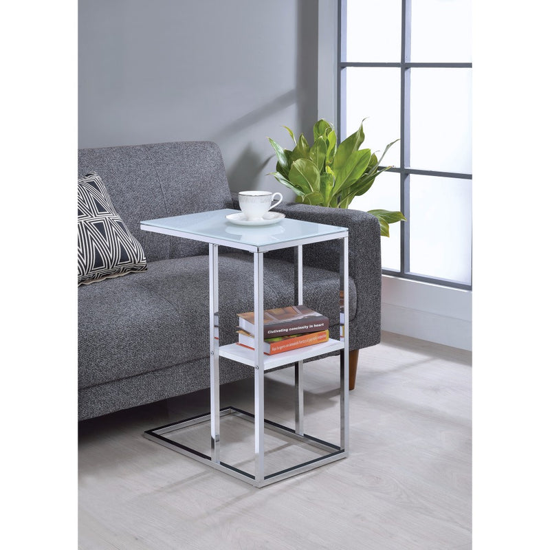 Modern Style Snack Table With Bottom Shelf, Silver  By Benzara | Coffee Tables |  Modishstore 