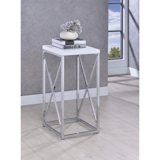 Fine-Looking Metal Accent Table , White And Silver  By Benzara | Accent Tables |  Modishstore 