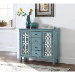 Traditional Wooden  Accent Cabinet,  Blue By Benzara