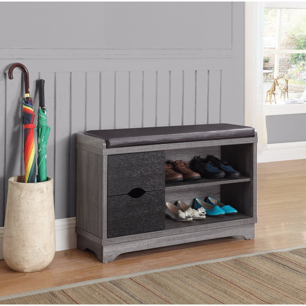 Sophisticated Shoe Cabinet With Leatherette Seat, Black  By Benzara | Drawers |  Modishstore 