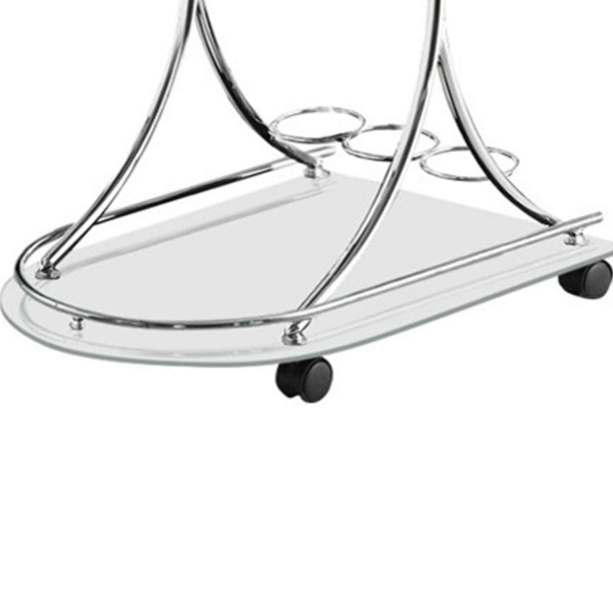 Captivating Serving Cart With 2 Frosted Glass Shelves, Silver  By Benzara | Bar Carts |  Modishstore  - 5