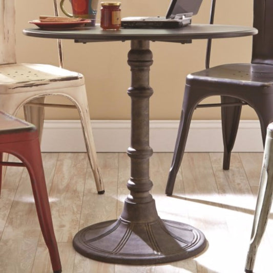Round Transitional Mdf And Metal Bistro Dining Table, Bronze By Benzara | Dining Tables | Modishstore