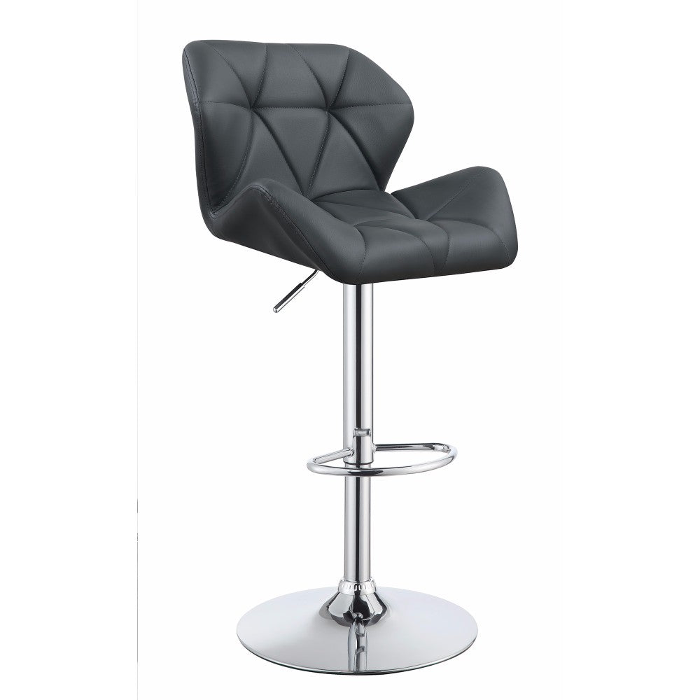 Elegant Adjustable Diamond Bar Stool With Chrome Base, Gray ,Set Of 2 By Benzara | Bar Stools |  Modishstore 