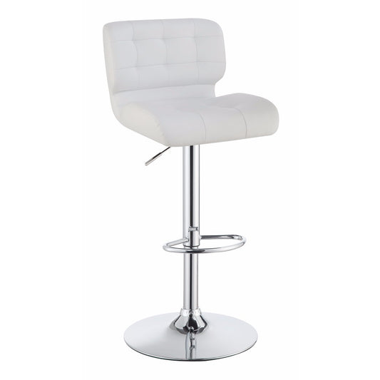Upholstered Adjustable Metal Bar Stool, White And Silver ,Set Of 2  By Benzara | Bar Stools |  Modishstore 
